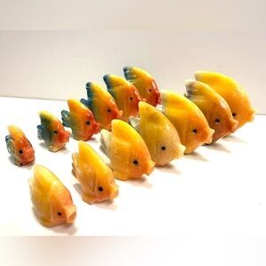 Vintage Onyx Fish Figurines – Graduated Set – Hand-Carved Stone